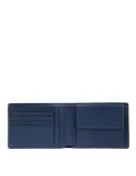 Piquadro FXP men's leather wallet with coin pocket, blue