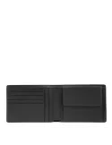 Piquadro FXP men's leather wallet with coin pocket, black