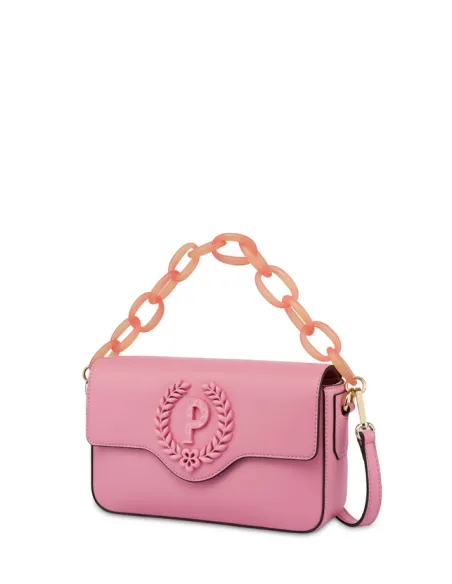 Pollini handbag with chain handle, pink