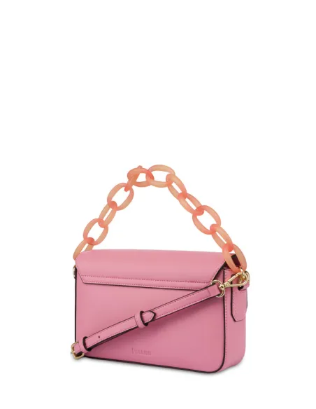 Pollini handbag with chain handle, pink