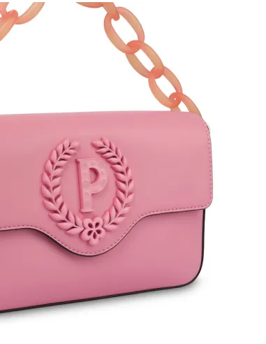 Borsa Pollini con manico in catena, rosa