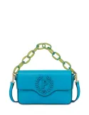 Pollini handbag with chain handle, light blue