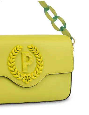 Borsa Pollini con manico in catena lime