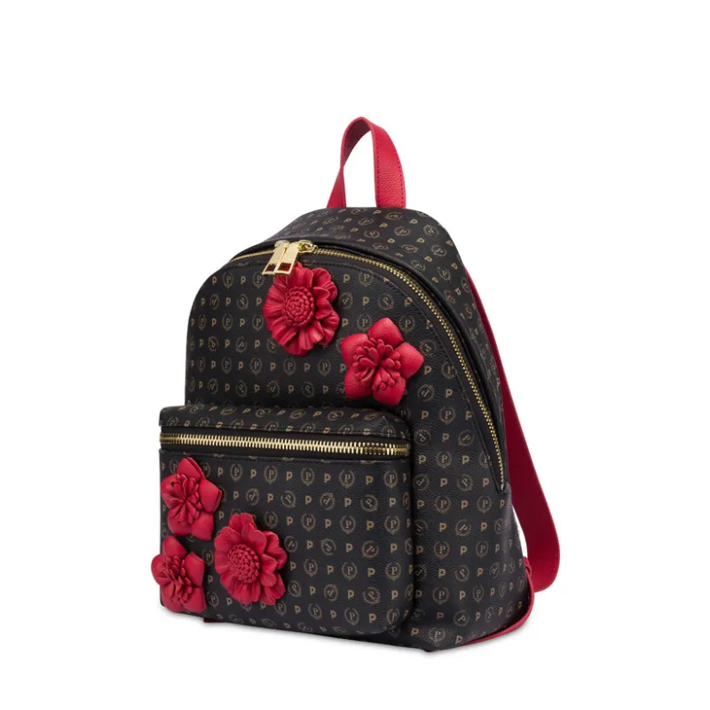 Zaino donna Pollini heritage flowers, nero-lacca 2