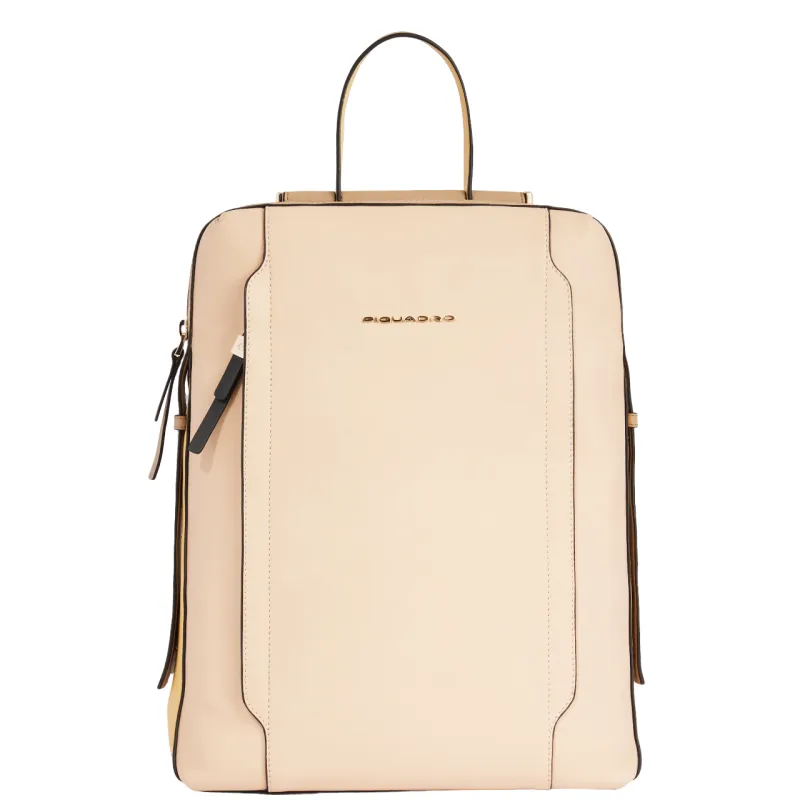 Piquadro Circle Damen-Laptop-Rucksack aus Leder, gelb