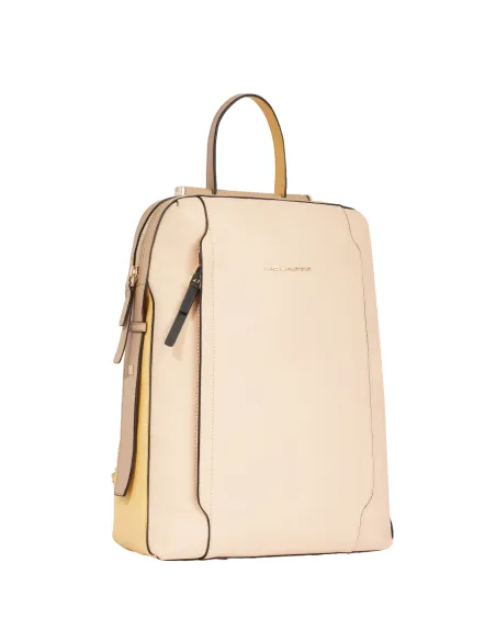 Piquadro Circle Damen-Laptop-Rucksack aus Leder, gelb