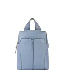 Piquadro Ray leather women's IPad backpack, light blue