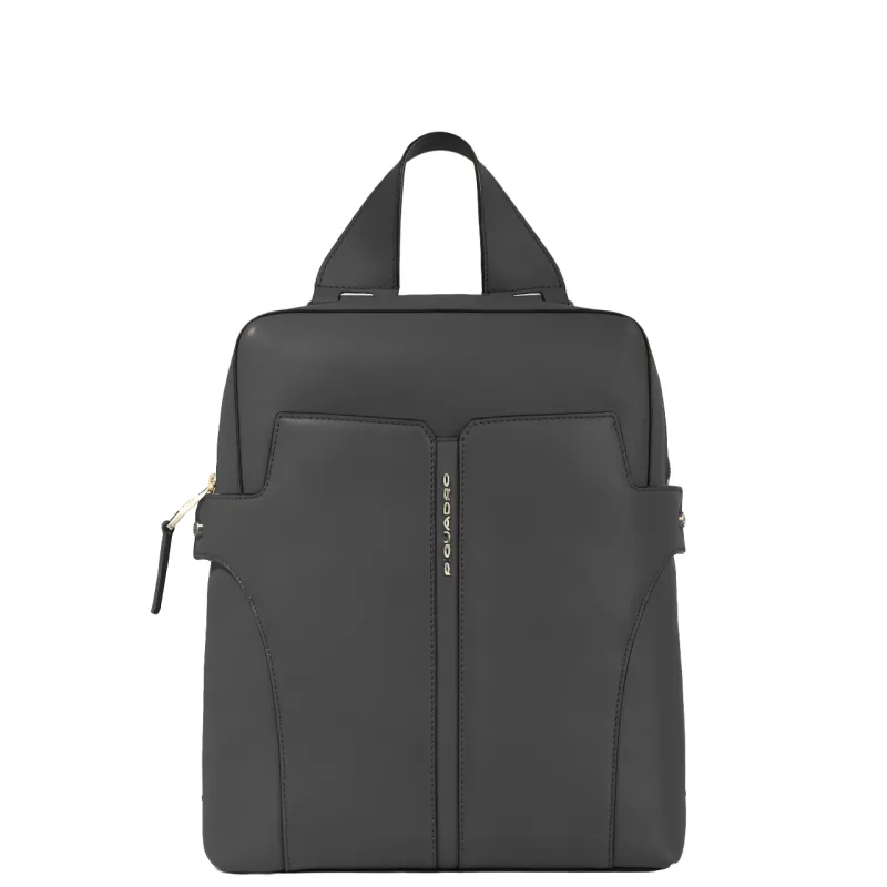 Piquadro Ray leather women's IPad backpack, black