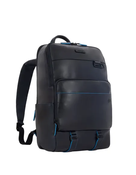 Piquadro B2 Revamp 15,6" Computer-Rucksack aus Leder, blau