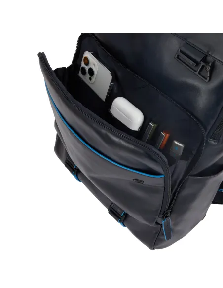 Piquadro B2 Revamp 15.6" computer leather backpack, blue
