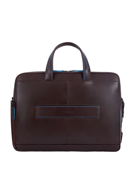 Cartella 2 manici in pelle PC da 15,6 e Ipad 12,9 Piquadro Blue Square Revamp, mogano