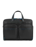 Piquadro Blue Square Revamp laptop briefcase with two compartments, black
