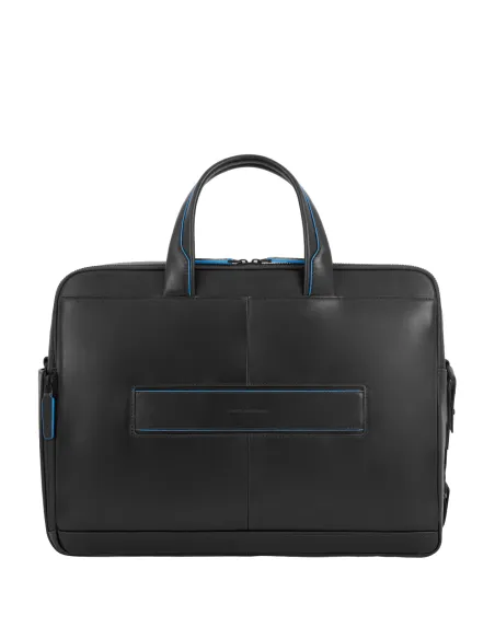 Cartella 2 manici in pelle PC da 15,6 e Ipad 12,9 Piquadro Blue Square Revamp, nera
