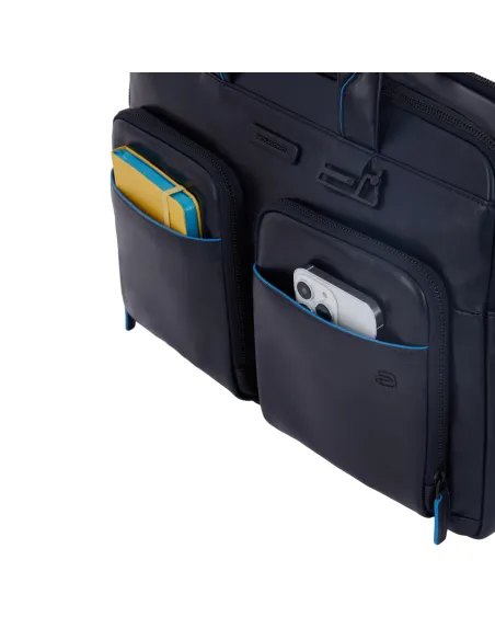 Piquadro Blue Square Revamp Laptop-Aktentasche mit zwei Fächern, schwarz