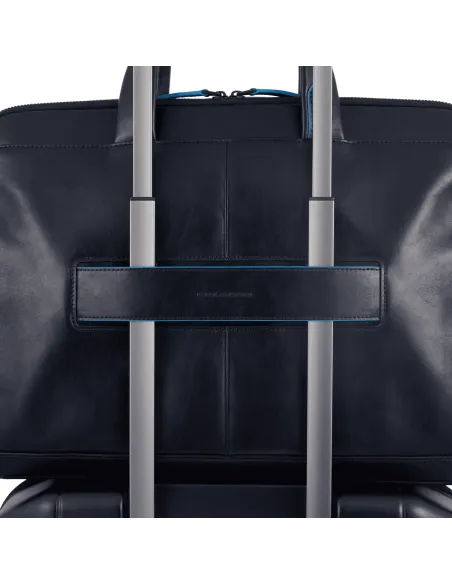 Piquadro Blue Square Revamp laptop briefcase with two compartments, black