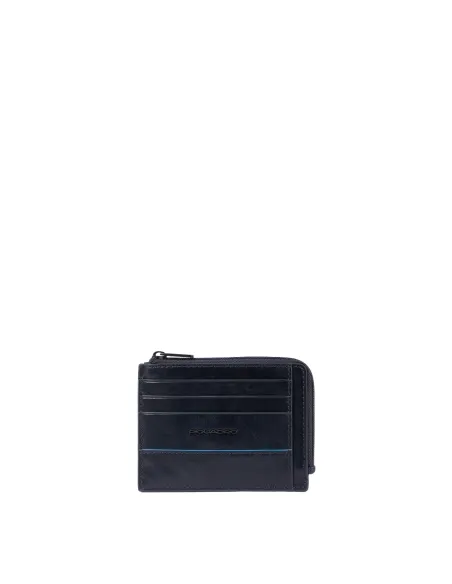 Piquadro B2 Revamp coin pouch with credit card slots, blue