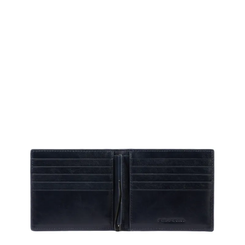 Portafogli in pelle con molla porta dollari Blue Square...