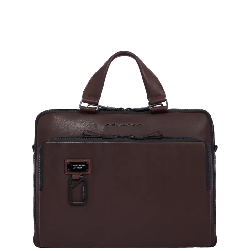 Piquadro Harper 14" slim laptop briefcase, dark brown