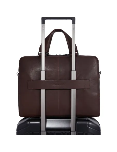 Piquadro Harper 14" slim laptop briefcase, dark brown