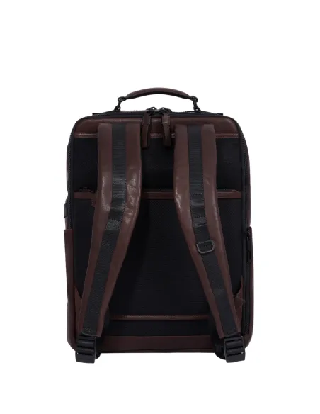 Piquadro Harper laptop backpack with two compartments , brown
