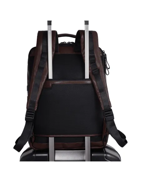 Piquadro Harper laptop backpack with two compartments , brown