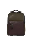 Piquadro Harper laptop backpack with two compartments , green-brown