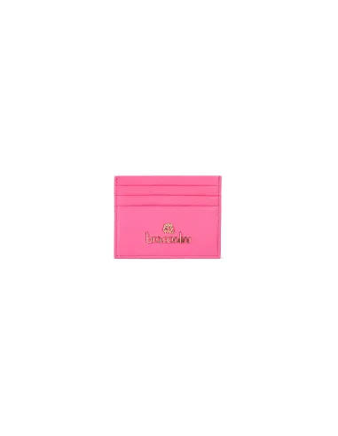 Porta carte di credito in pelle Braccialini basic, fucsia