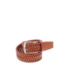 Men's woven elastic leather belt, orange