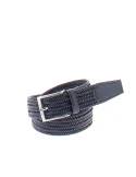 Woven leather belt, blue