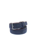 Men's belt in leather and suede, dark brown-blue