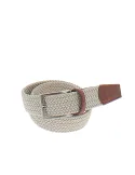 Elastic belt with leather details, beige