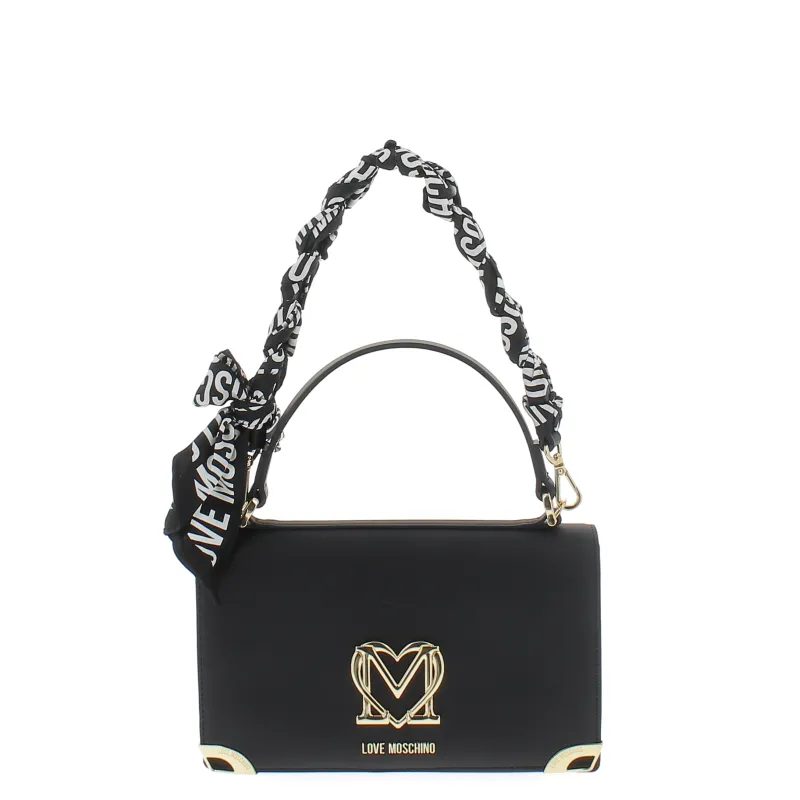 Love Moschino Damentasche mit Foulard-Griff, schwarz