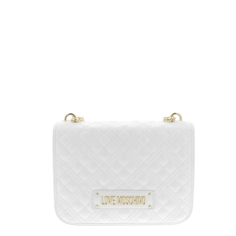 Love Moschino gesteppte Damen-Umhängetasche, weiß