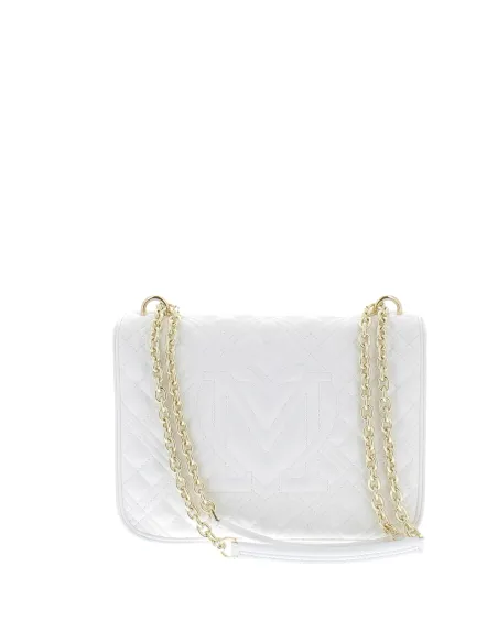 Borsa a spalla trapuntata Love Moschino, bianca