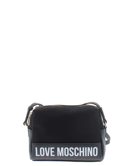 Borsa a tracolla in nylon Love Moschino, nera