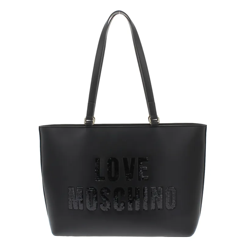 Love Moschino Einkaufstasche mit Logo, schwarz