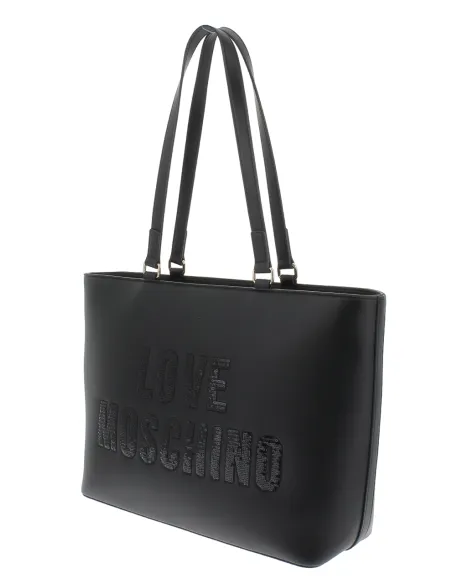 Shopping con logo con paillets Love Moschino, nera