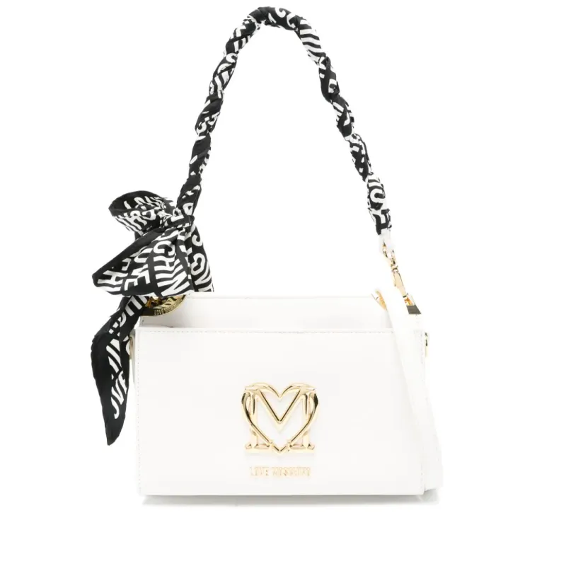 Love Moschino women's bag with handle with foulard, white