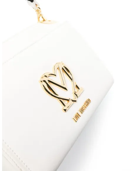 Borsa con manico con foulard Love Moschino, bianco