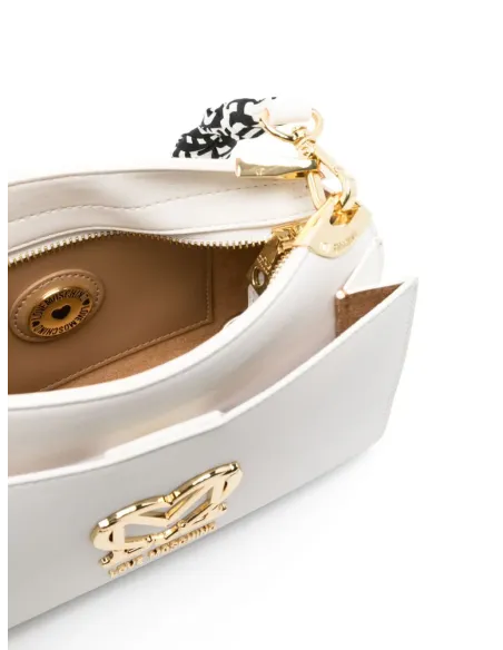 Borsa con manico con foulard Love Moschino, bianco