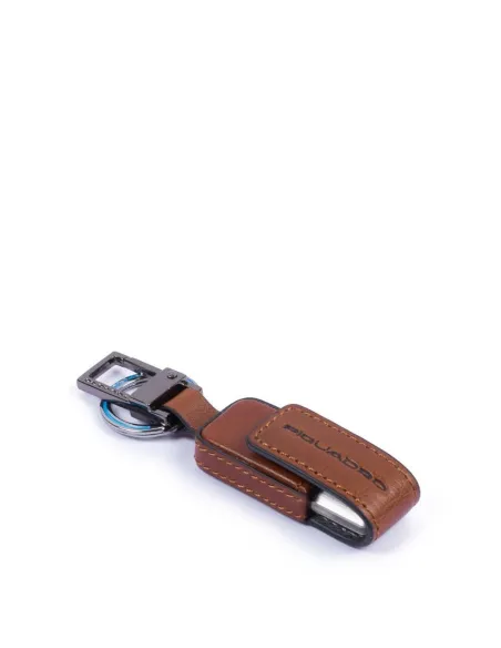 Schlüsselanhänger aus Leder mit USB-Stick Black Square