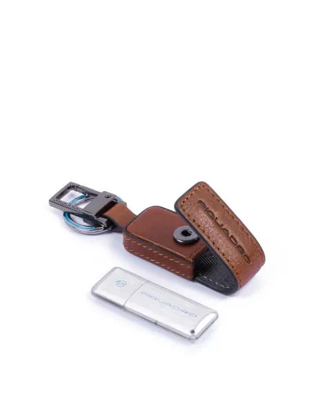 Schlüsselanhänger aus Leder mit USB-Stick Black Square