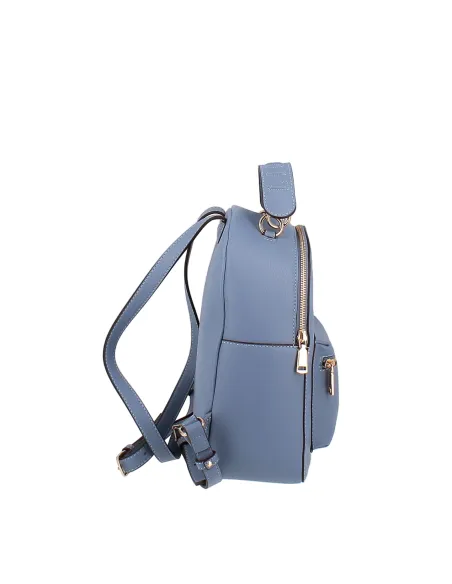 Liu Jo women's backpack with front zipped pocket, blue denim