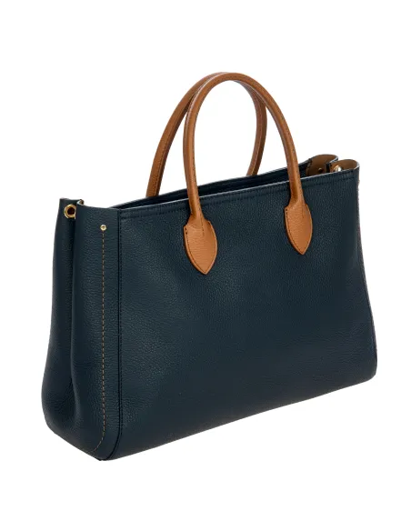 Borsa donna in pelle con due manici Brics Gondola, blu