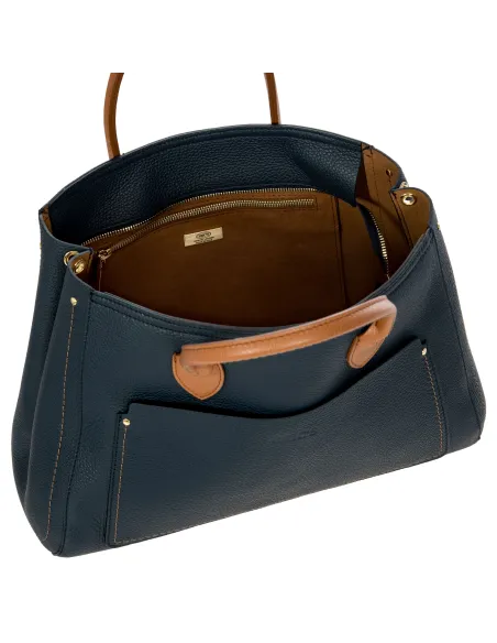 Borsa donna in pelle con due manici Brics Gondola, blu