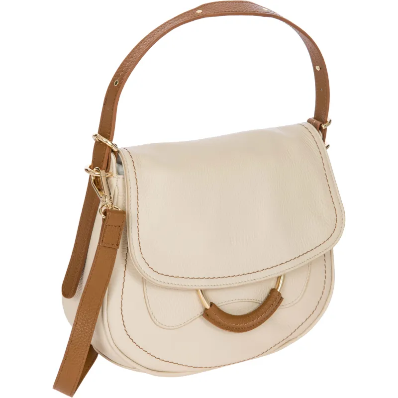 Brics Gondola Damen Leder-Umhängetasche, creme-braun 2