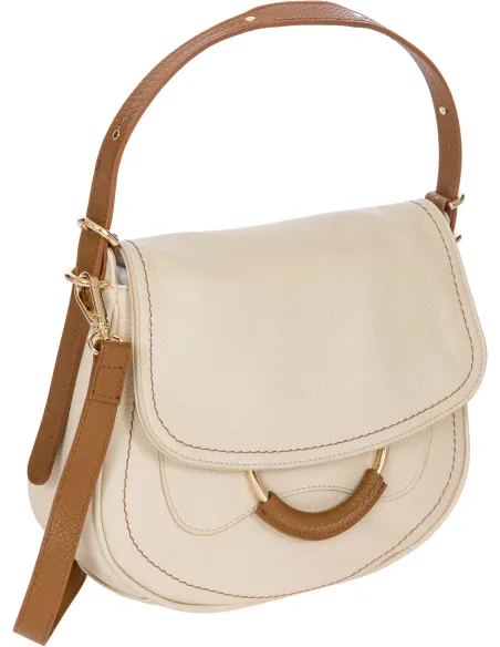 Brics Gondola women's leather shoulder bag, cream-brown