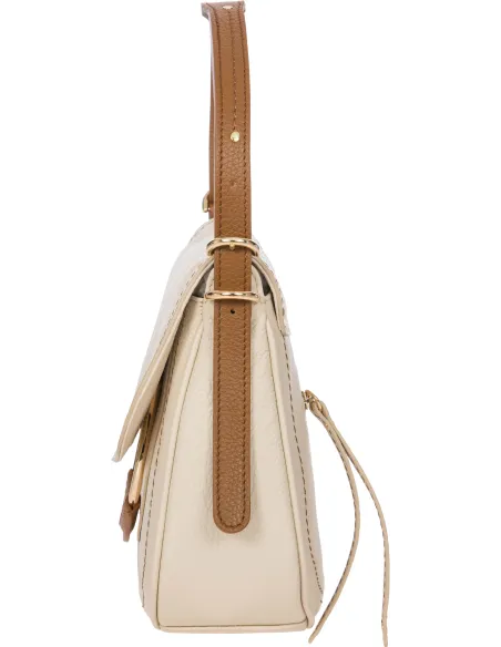 Brics Gondola Damen Leder-Umhängetasche, creme-braun