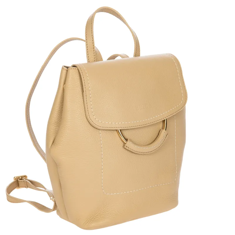 Zaino donna in pelle Brics Gondola, beige frontale 2