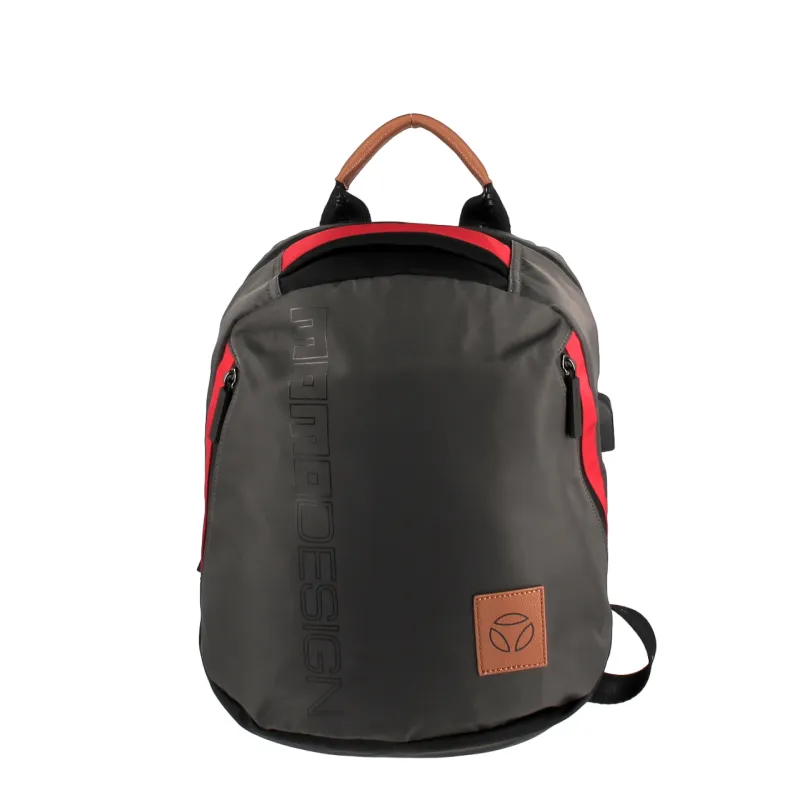 MOMODESIGN Laptop-Rucksack aus Nylon, grau-rot